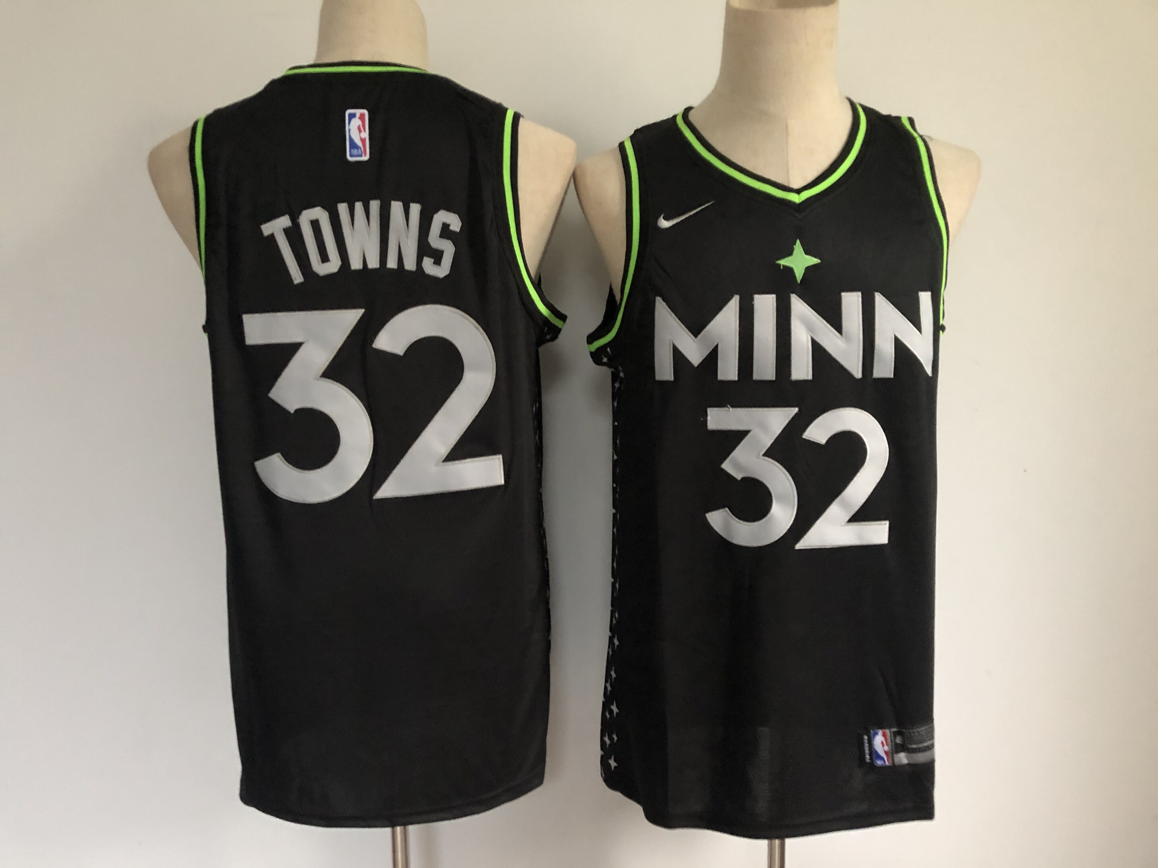 Men Minnesota Timberwolves #32 Towns Black Nike City Edition NBA Jerseys->mlb hats->Sports Caps